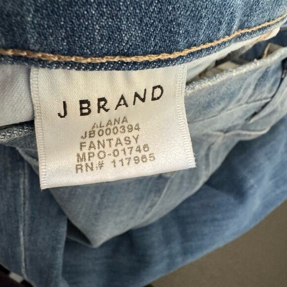 J. Brand Alana Fantasy High Rise Skinny Jeans Blue Distressed Cropped Size 30 - Picture 10 of 12